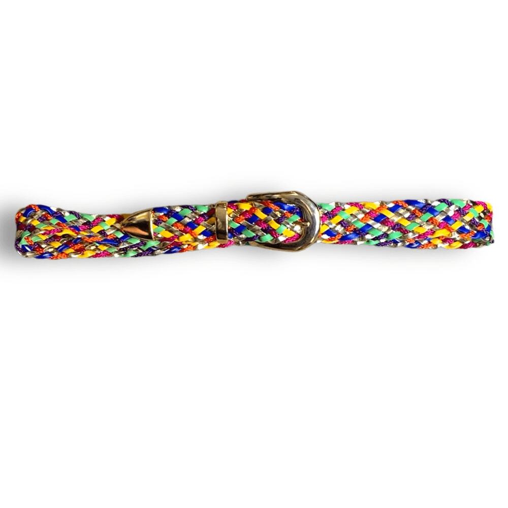 Vintage Multicolor Rainbow Braided Statement Belt Eclectic Maximalist Pride